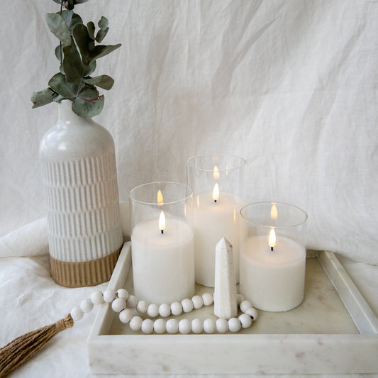 Pillars in Glass Hurricane (set of 3)